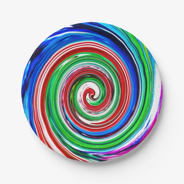 Assiettes En Carton tourbillon coloré (Devant)