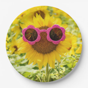 Assiettes En Carton Tournesol avec lunettes de soleil