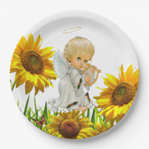 Assiettes En Carton Tournesol Baby Angel Plaques en papier