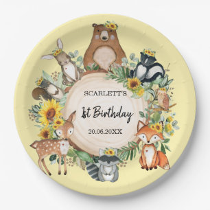 Assiettes En Carton Tournesol Bois Forêt Animaux Bébé Anniversaire