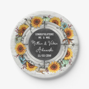 Assiettes En Carton Tournesol Citrouille Campagne Rustique Mariage de