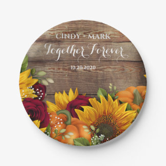 Assiettes En Carton Tournesol, Citrouille et Rose Plaques de mariage