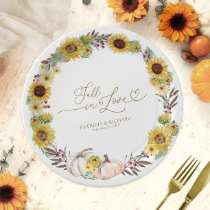 Assiettes En Carton Tournesol de mariage de citrouille de coup de foud
