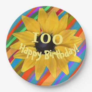 Assiettes En Carton Tournesol modifiable année Anniversaire Plaque pap