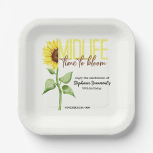Assiettes En Carton Tournesol Motivant en Fleur à la Mi-Vie 50e Annive