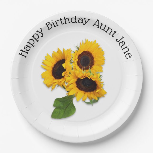 Assiettes En Carton Tournesol personnalisé Plaques papier fête d'anniv (Devant)