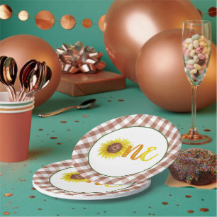 Assiettes En Carton Tournesol Premier Anniversaire Plaques de papier -
