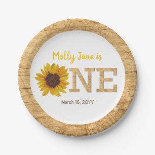 Assiettes En Carton Tournesol rustique 1er anniversaire Boho aquarelle