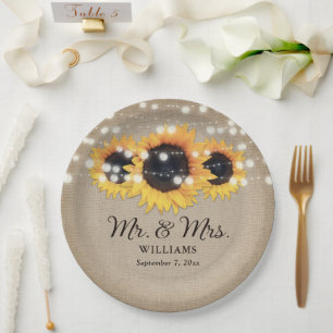 Assiettes En Carton Tournesol Rustique Burlap Mariage