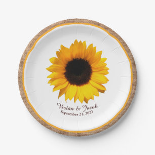 Assiettes En Carton Tournesol rustique et Mariage Burlap
