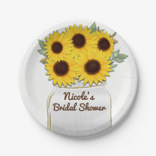 Assiettes En Carton Tournesols dans la Fête de la mariée chic rustique