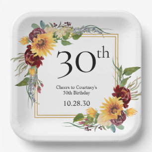 Assiettes En Carton Tournesols du 30e anniversaire