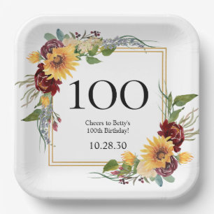 Assiettes En Carton Tournesols pour les 100 ans
