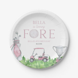 Assiettes En Carton Tournez Fore Pink Golf 4e fête d'anniversaire