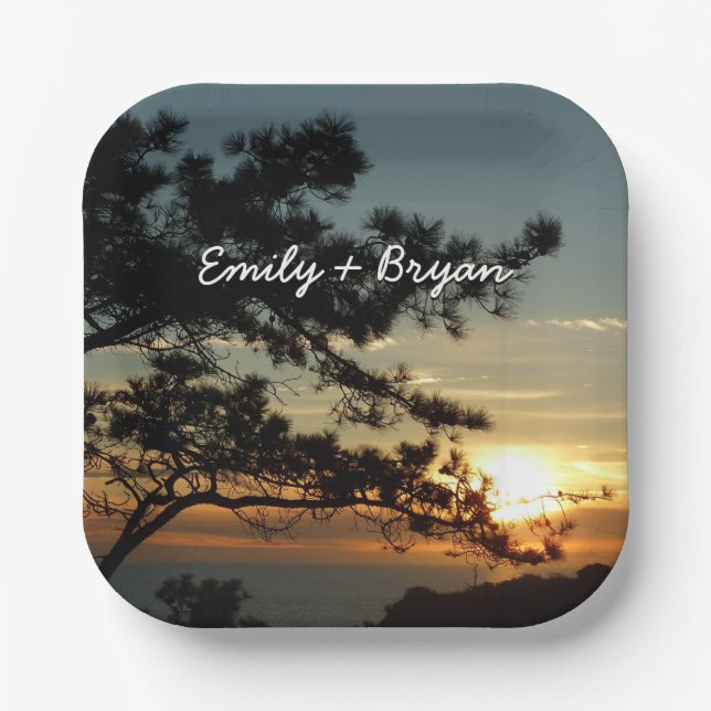 Assiettes En Carton Tourrey Pine Sunset I California Paysage (Recto)