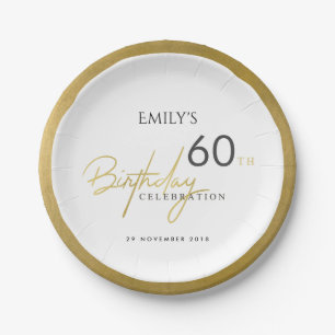 ASSIETTES EN CARTON TOUT ÂGE SIMPLE ÉLÉGANTE TYPOGRAPHIE OR ANNIVERSAI