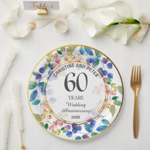 Assiettes En Carton Tout Anniversaire Mariage (60) Berries à cadre d'o