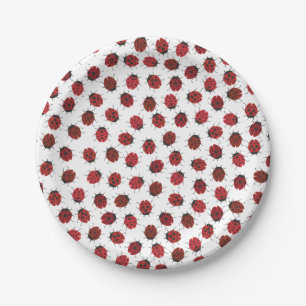 Assiettes En Carton Tout autour de Red Ladybugs Moderne