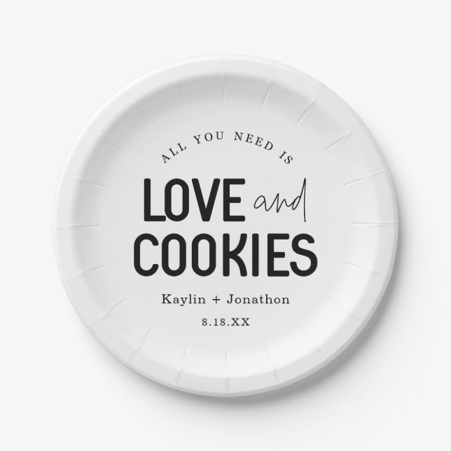 Assiettes En Carton Tout ce dont vous avez besoin est Love & Cookies (Devant)