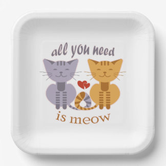 Assiettes En Carton Tout ce dont vous avez besoin est moi, chats de la