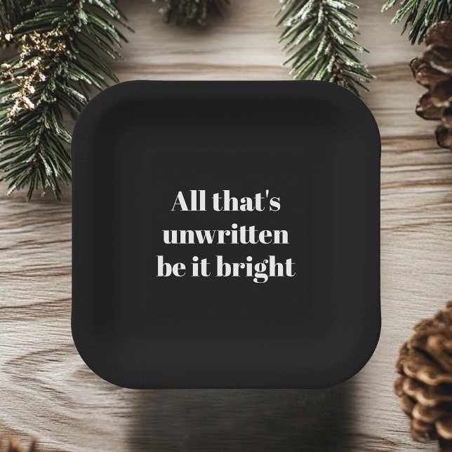 Assiettes En Carton "Tout ce qui n'est pas écrit, noir et blanc brilla (Créateur téléchargé)