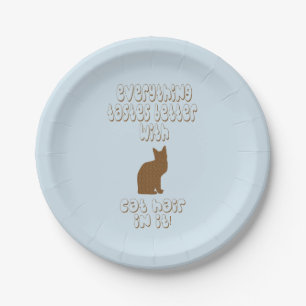 Assiettes En Carton Tout goûte meilleur avec des cheveux de chat dans