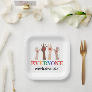 Assiettes En Carton Tout Le Monde Est Le Bienvenu Ici Enseignant Idaho