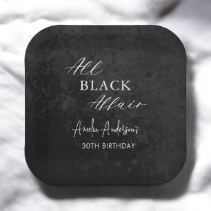 Assiettes En Carton Toute Black Affair Anniversaire Fête Moderne Éléga