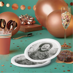 Assiettes En Carton Toute fête d'anniversaire Chic Typographie Blanche