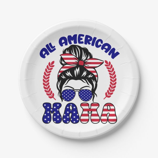 Assiettes En Carton Toute la maman américaine (Devant)