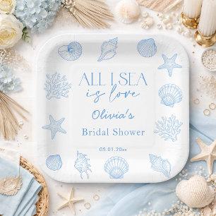 Assiettes En Carton Toute la mer est amour Baby Shower 