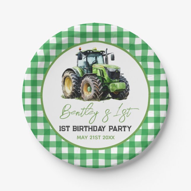 Assiettes En Carton Tracteur 1er anniversaire Fun Farm (Devant)