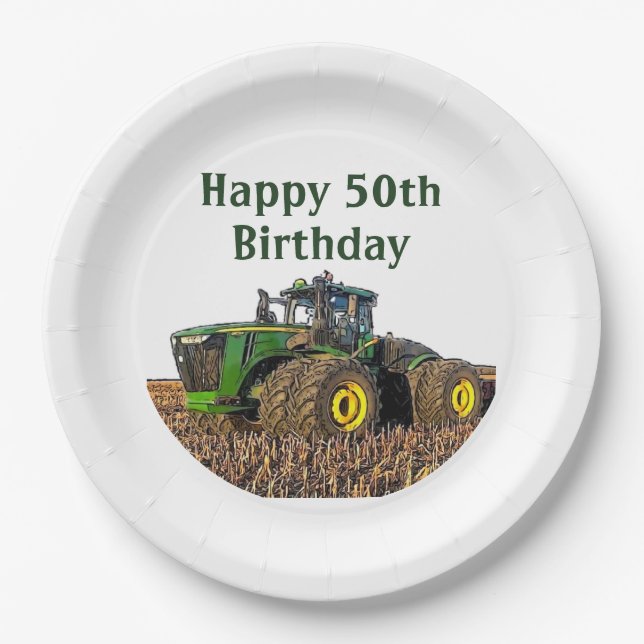 Assiettes En Carton Tracteur Agriculture Anniversaire Ferme Changement (Devant)