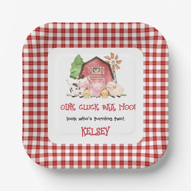 Assiettes En Carton Traditional Farm Theme Birthday Paper Plates (Recto)