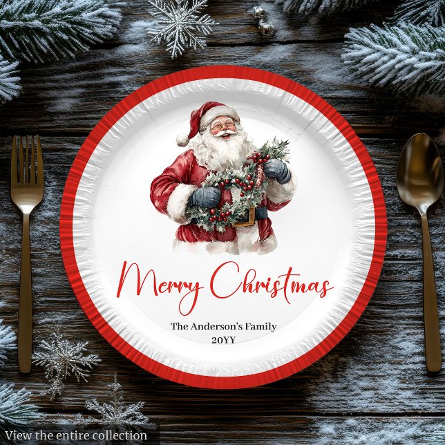 Assiettes En Carton Traditional Santa Claus Cozy Red White Dinner  (Traditional Santa Claus Cozy Red White Dinner Plate)
