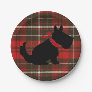 Assiettes En Carton Traditionnel mignon de tartan de chien rouge de