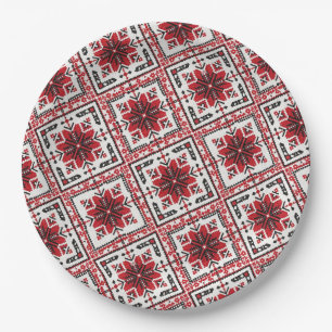 Assiettes En Carton Traditionnel ukrainien vushuvanka art populaire ro