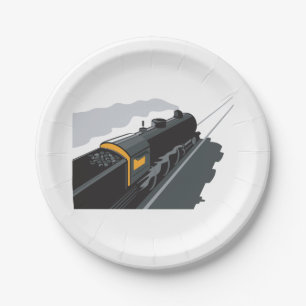 Assiettes En Carton Train à vapeur