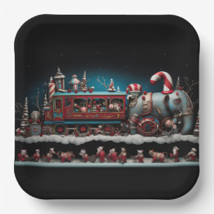 Assiettes En Carton Train de bonbons de Noël Whimsical 1
