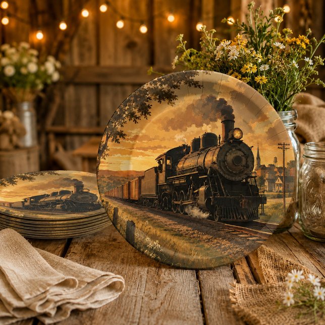 Assiettes En Carton Train de campagne à l'ancienne (Créateur téléchargé)