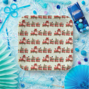 Assiettes En Carton Train de Noël Vintage mignon avec Motif de jouets