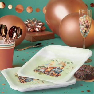 Assiettes En Carton Train Engine Boy 3e. Anniversaire