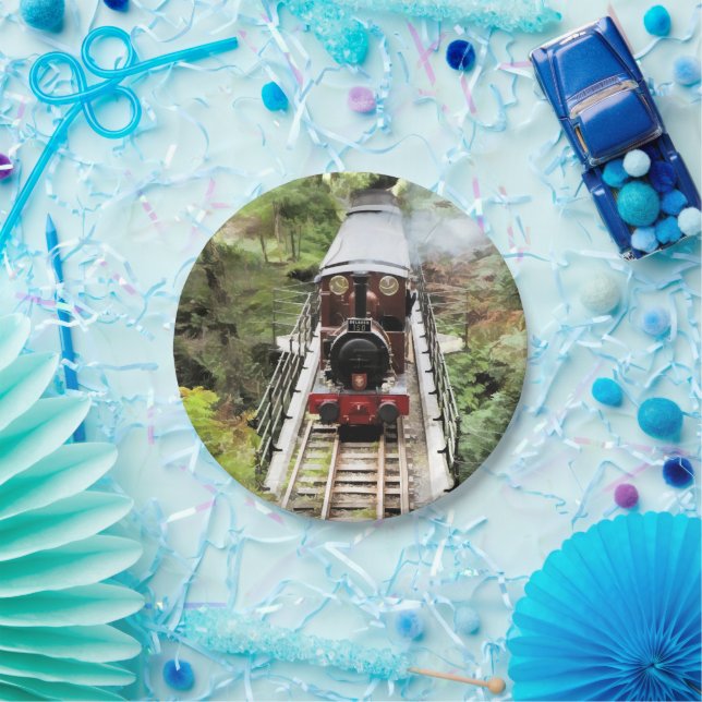 ASSIETTES EN CARTON TRAINS À VAPEUR (Fête)