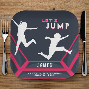Assiettes En Carton Trampoline Park Jumelons Red Birthday Party