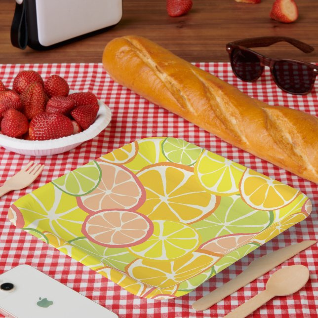 Assiettes En Carton Tranche de Citron d'Été (Pique-nique)