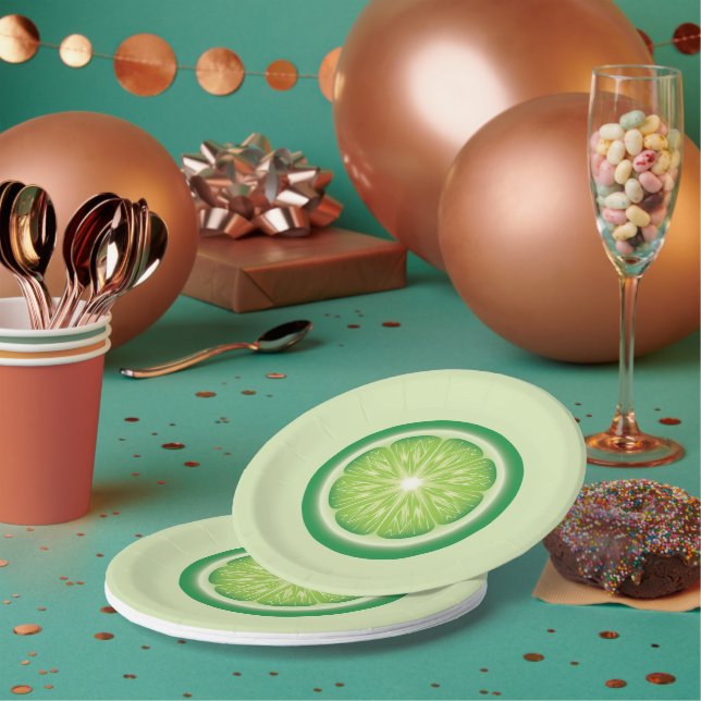 Assiettes En Carton Tranche de citron vert (Multi)
