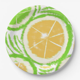 Assiettes En Carton Tranches de citron vert en spirale abstraites pour