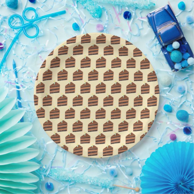 Assiettes En Carton Tranches de gâteau au chocolat (Fête)