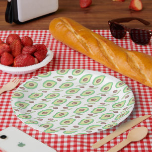 Assiettes En Carton Tranches de noyaux d'avocat Motif dessiné à la mai