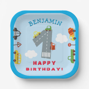 Assiettes En Carton Transport 1er anniversaire fête